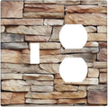 Wallplates Stone Textured Brown Brick Natural Stone 1 Toggle 1 Duplex Switch Plate Electrical Gfci Faceplate Decorative Light Switch Covers For Farmhouse Cabin Decor