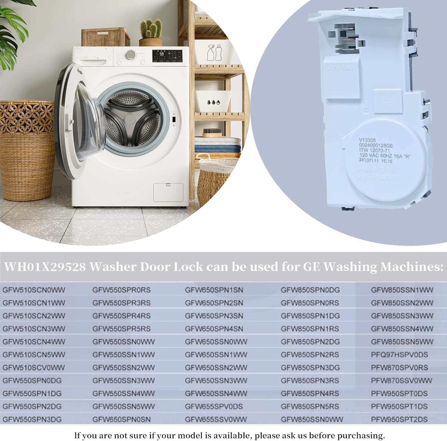 Upgrade WH01X29528 Washer Door Lock Replacement Compatible with GE Washer Parts, Replaces AP6985313, EAP12749276, 4958749, PS12749276, PD00060769