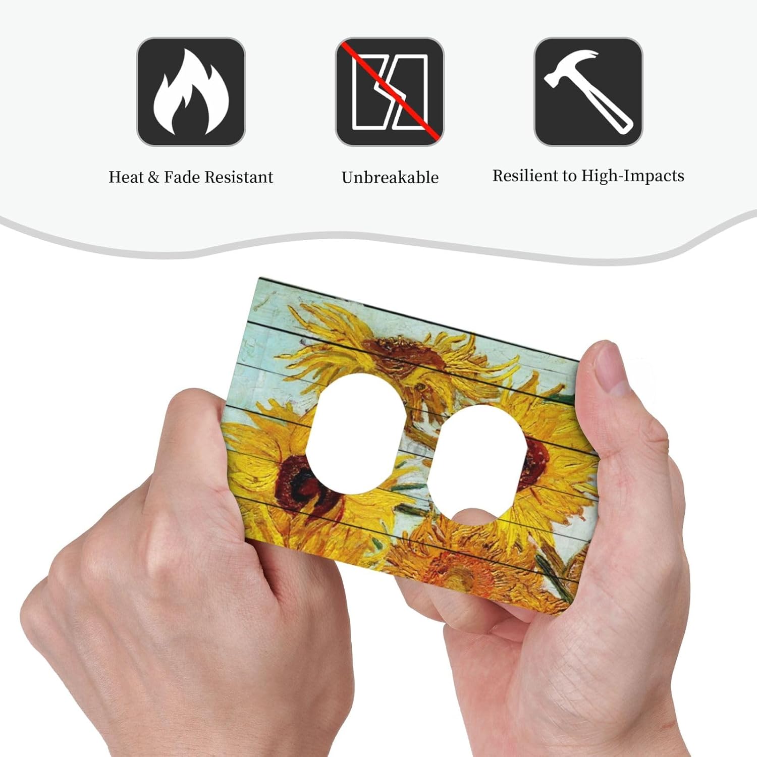Outlet Covers Sunflowers Oil Paintings Wood Floral 1 Gang Duplex Light Switch Cover Decorative Switch Plates Electrical Receptacle Faceplate Wall Plate For Farmhouse Bed Room Decor