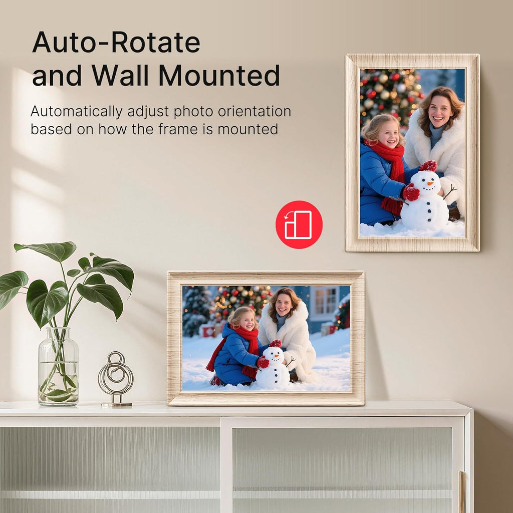 Frameo 10.1 Inch WiFi Digital Picture Frame, 1280x800 HD IPS Touch Screen Photo Frame Electronic, 32GB Storage, Auto-Rotate, Wall Mounted, Share Photos/Videos Instantly from Anywhere - White