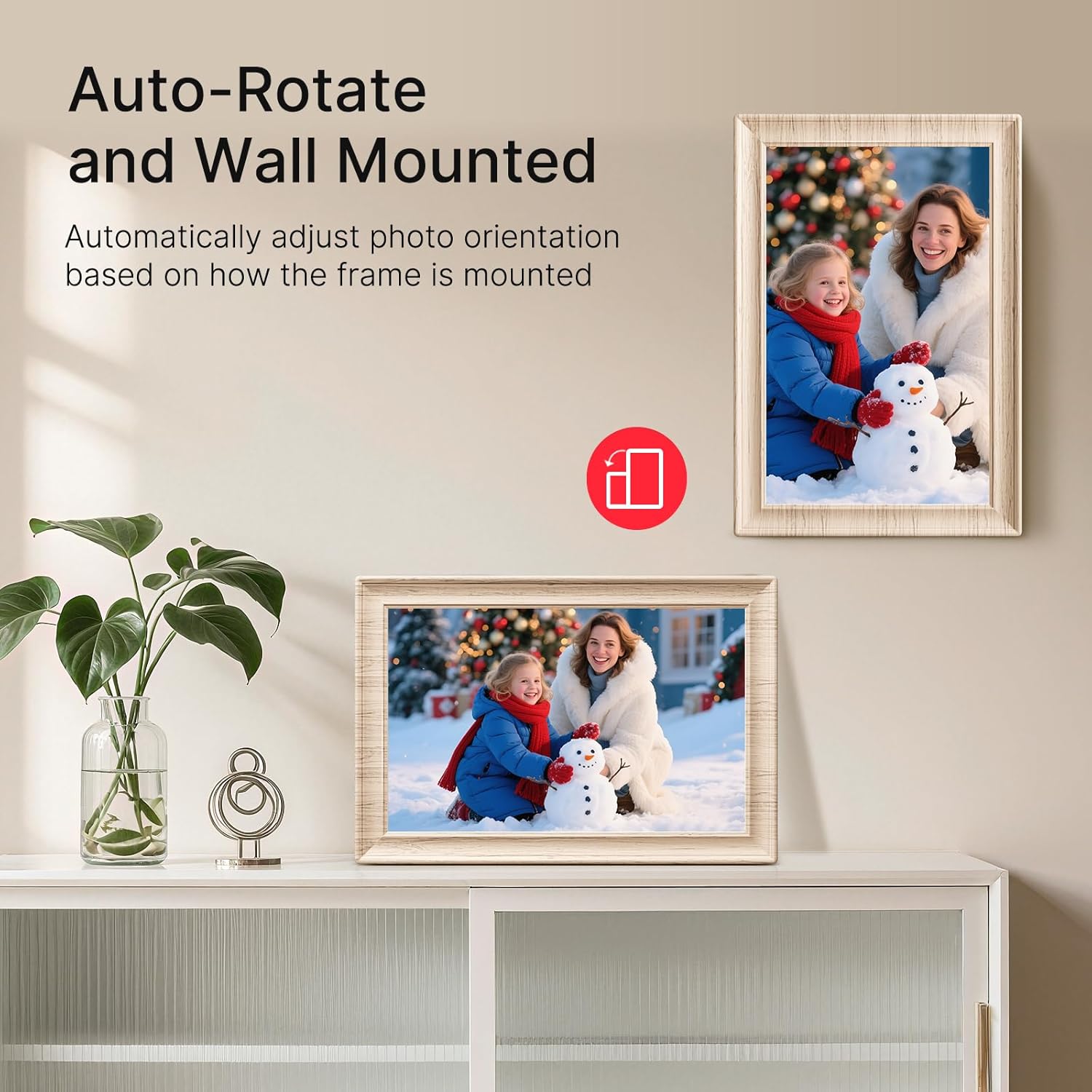 Frameo 10.1 Inch WiFi Digital Picture Frame, 1280x800 HD IPS Touch Screen Photo Frame Electronic, 32GB Storage, Auto-Rotate, Wall Mounted, Share Photos/Videos Instantly from Anywhere - White