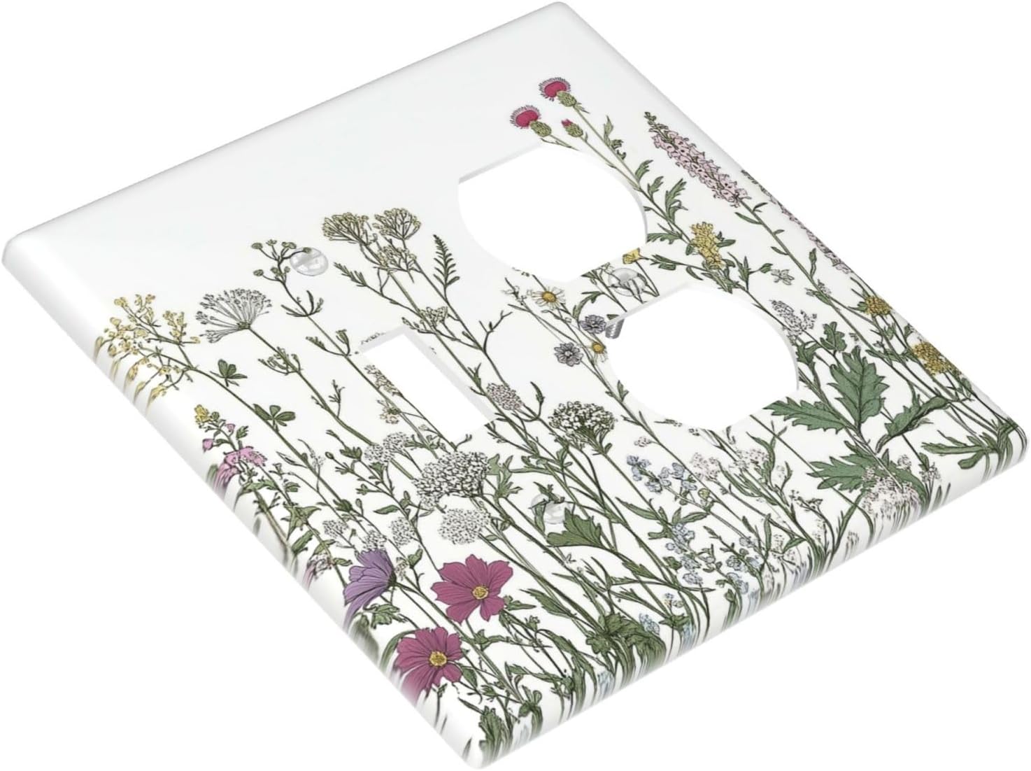 Vintage Herbs Wildflowers Plant Floral Wallplates 1 Toggle 1 Duplex Switch Plate Electrical Gfci Faceplate Decorative Light Switch Covers For Bed Room Home Decor