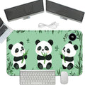 Heated Mouse Pad with 3 Temperature Settings(104°F–122°F),Large 24x14.2 Inch PU Leather Heated Desk Mat,Waterproof Warming Pad for Office,Gaming & Cold Hands Relief,Cute Three Pandas