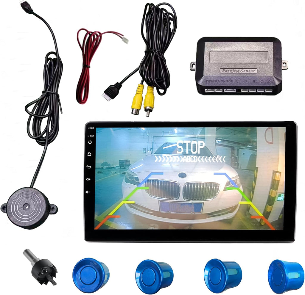 LCD Parking Sensor Kit - Displays Data on Original Screen, Easy Rear Installation, Compatible with All Camera Formats (AHD, CVBS), 18 Probe Colors to Match Any Vehicle
