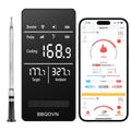 WiFi Sub-1G Wireless Meat Thermometer Unlimited Range 7 NIST Cert.Sensors IP68 With Ambient Temp Accuracy ±0.5°F APP&Magnet Smart Digital Base,Monitor for BBQ, Grill,Oven,Smoker (1,Grey,Small)