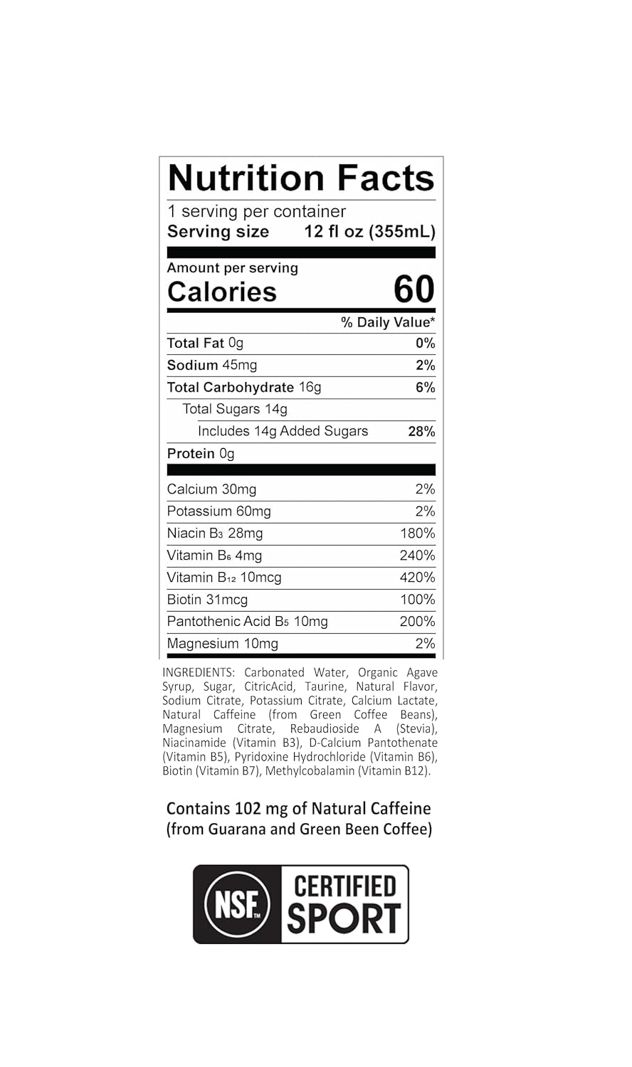 ProBaller Ultra Premium Energy Drink - Natural Clean NSF Certified Sport Drink with Amino Acids, Taurine, Biotin, Organic Agave, Vitamin B 12 Methylcobalamin, & Electrolytes - 15 Pack - Lakers Edition
