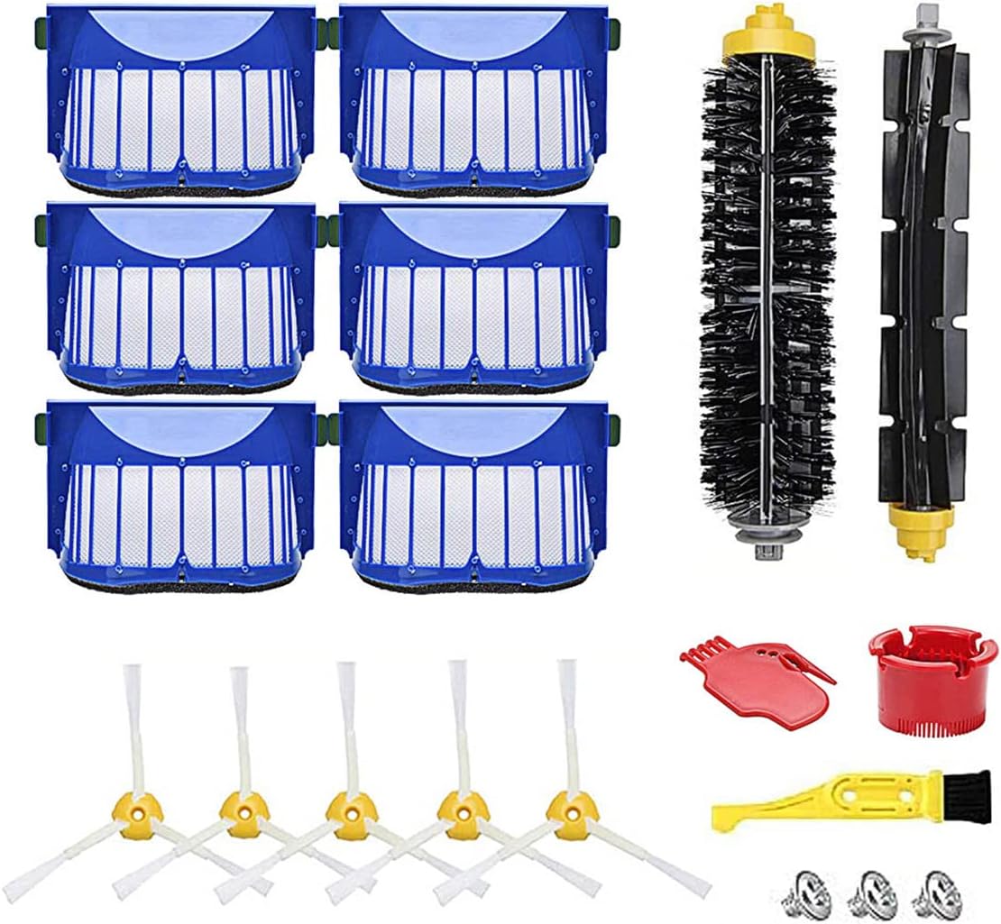 MZY LLC Replacement Parts for iRobot Roomba 500 600 Series 595 614 650 670 690 692 694 Vacuum Cleaner - Includes Bristle and Flexible Beater Brushes, Filters, Side Brush