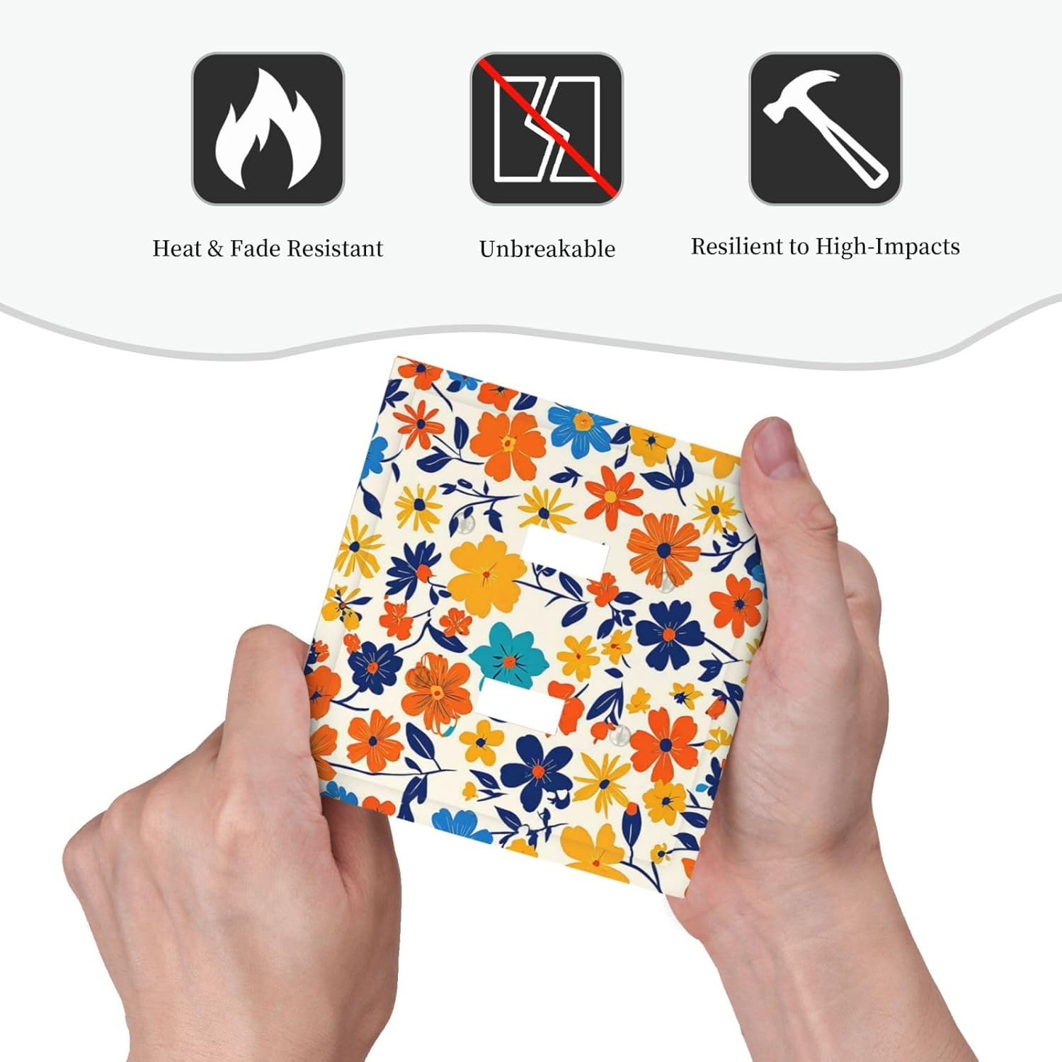 Nature Flowers Botany Plant Art Floral Decorative Switch Plates 2 Gang Double Toggle Outlet Light Switch Cover Wall Plate Electrical Faceplate for Bedroom Bathroom Decor