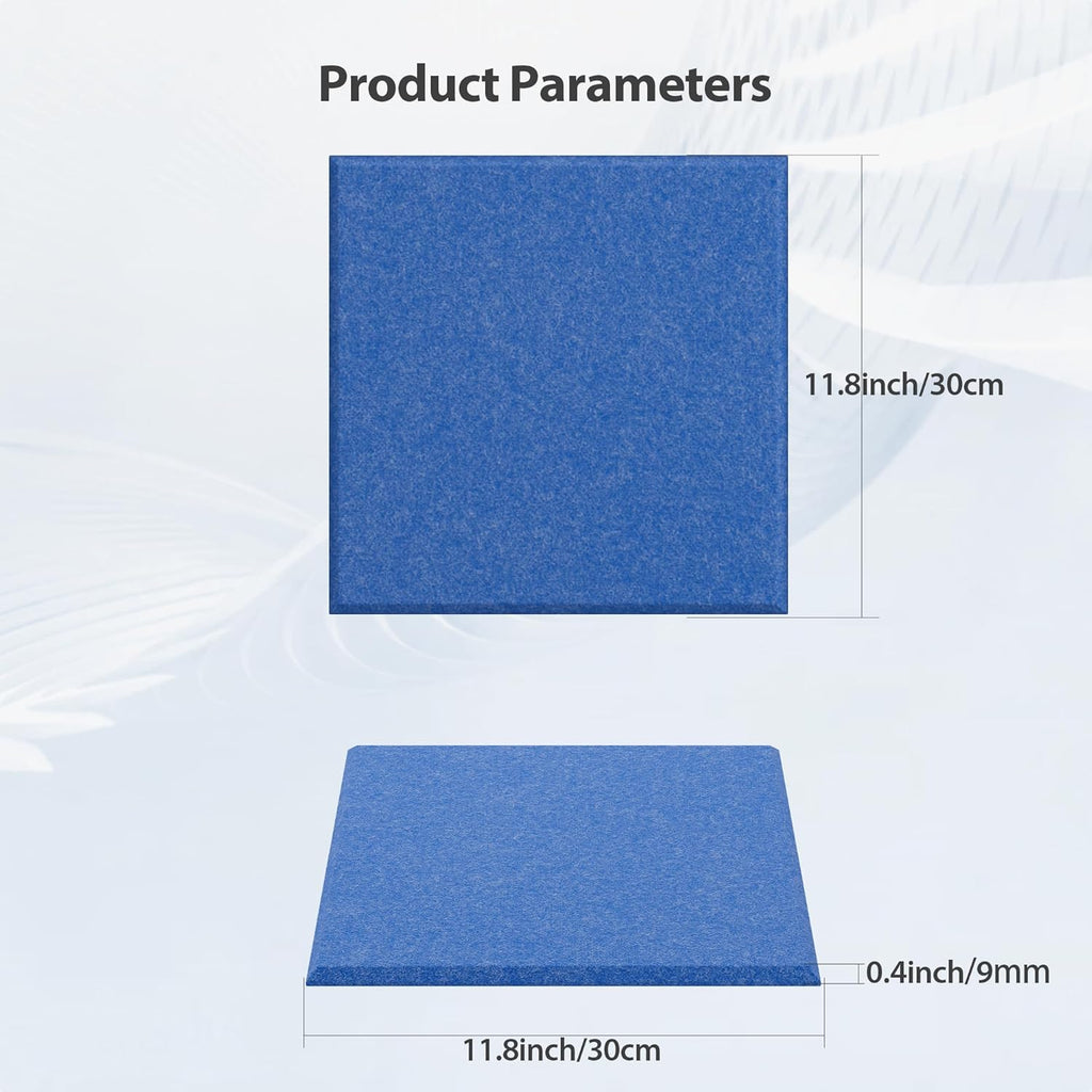 12 Pack Acoustic Panels Self Adhesive Sound Proof Foam, High Density Sound Acoustic Panel, 12X12X0.4 Inch Square Panels in Home, Office, Reccording Room, Studio,and more(Sky Blue)
