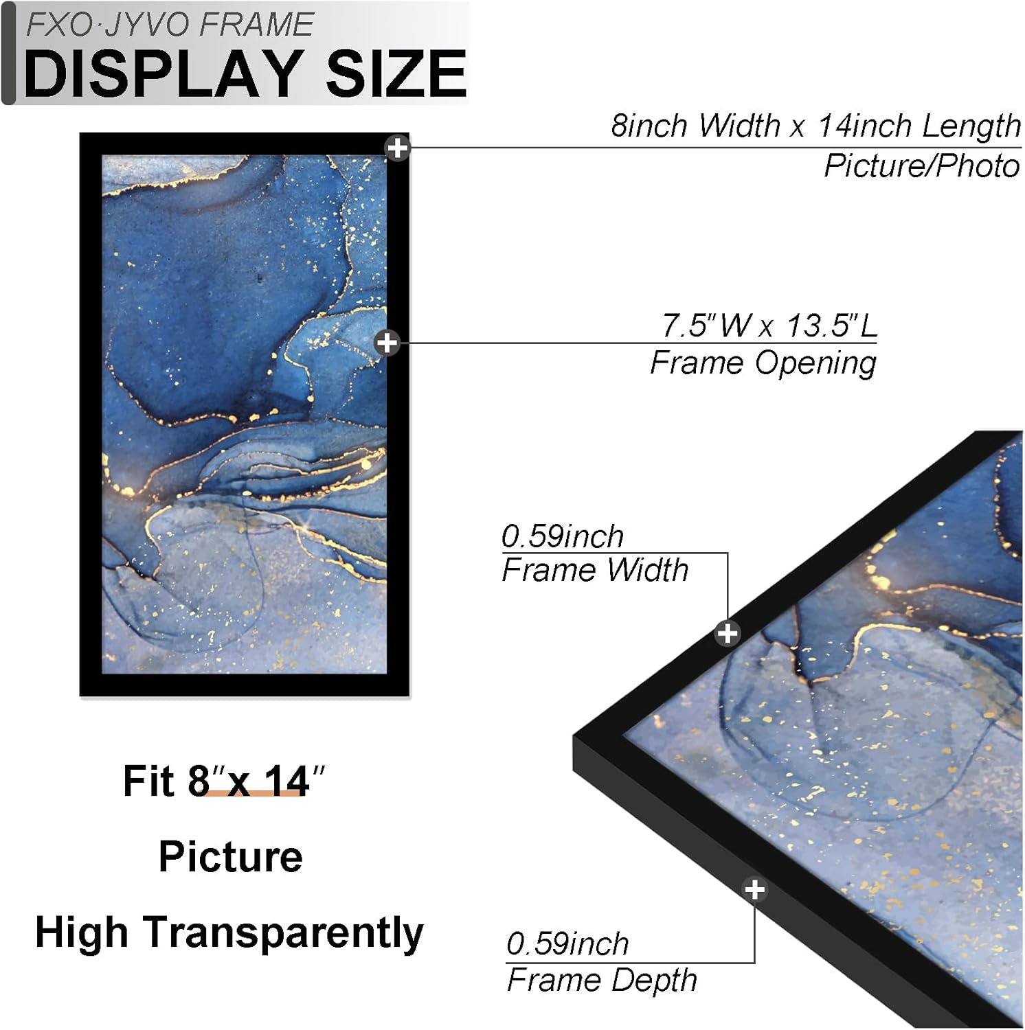8x14 Picture Frame, Black Frame for 8 x 14 Inch Picture Poster Photo, Light Weight and High Transparent 8 by 14 Frame for Wall - 1 Pack/Black/8"x14"
