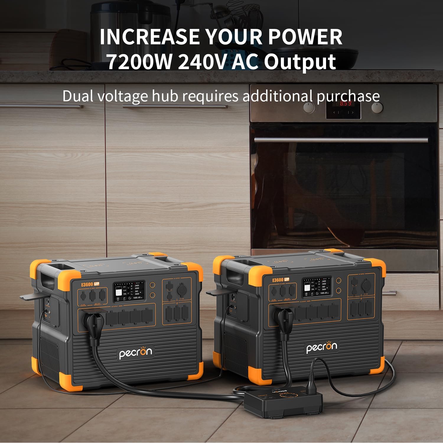 pecron Solar Generator E3600LFP 3072Wh with 300W Solar Panel, 5x3600W AC Outlets Portable Power Station, LiFePO4 Battery Backup Expanded to 15.36KWh, Power Station for Home Use, RV, Camping, CPAP