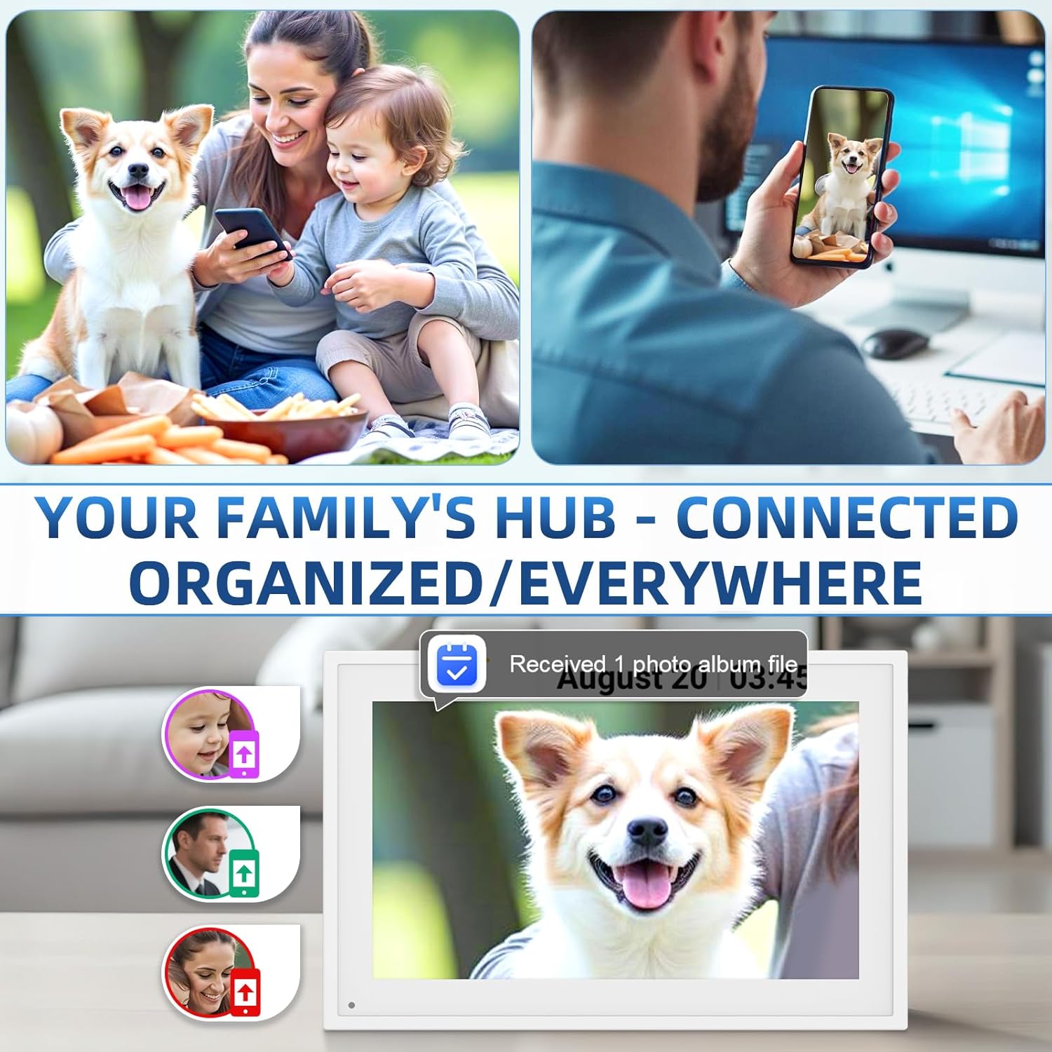 Calendar Digital 10.1 Inch, Digital Frame Combined Smart Touch Screen Electronic Wall Planner Family Organizer Chore for Family Schedules Gift for Mother Mom Women Grandpa