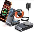 3-in-1 Travel Charging Station for Apple Devices MagSafe Charger, Qi2.2 25W Magnetic Wireless Charger, Aluminum Alloy Foldable Charging Stand for iPhone 17 Pro Max, Apple Watch, AirPods