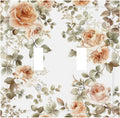 Decorative Switch Plates Vintage Warm Color Orange Flowers And Leaves 2 Gang Double Toggle Outlet Light Switch Cover Wall Plate Electrical Faceplate for Bedroom living Room Decor