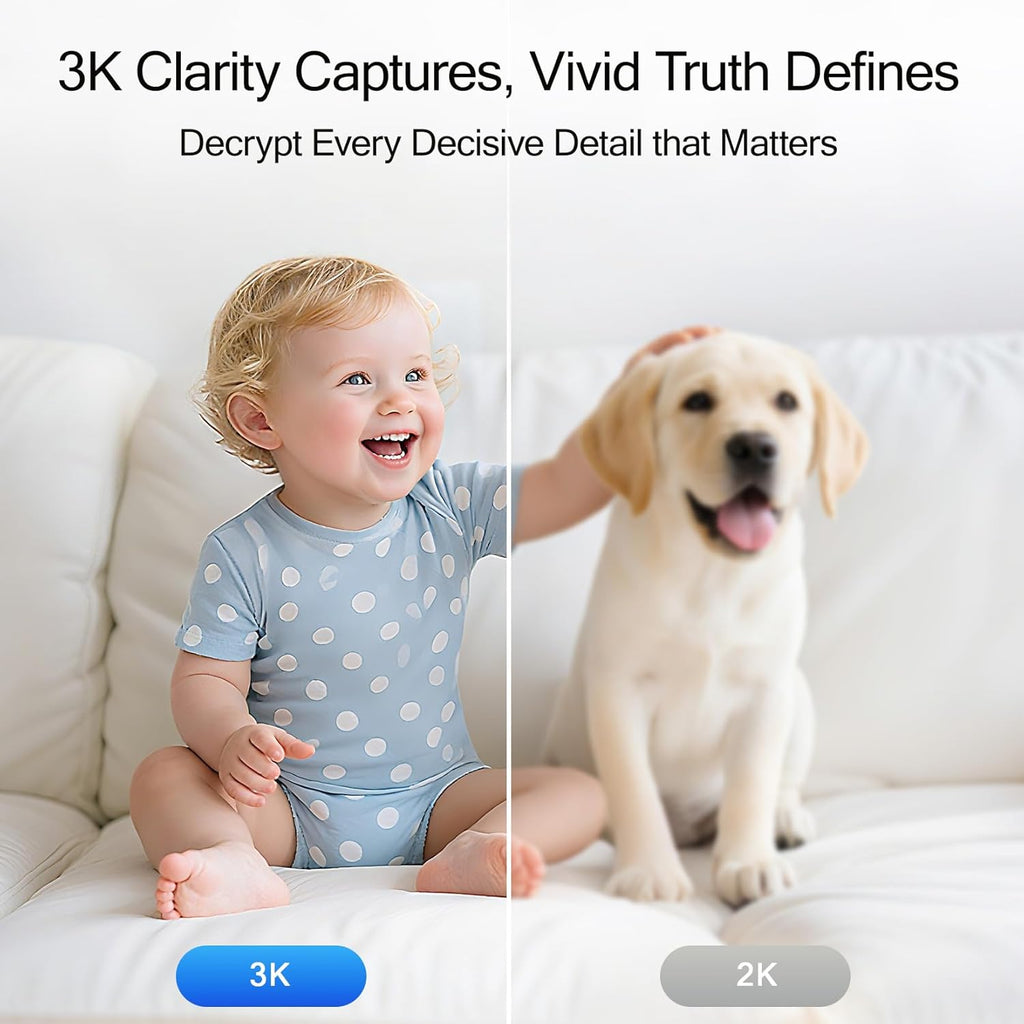 5G Security Camera Indoor, 3K Pet/Dog Camera with Speaker/Phone App, PTZ WiFi Baby Monitor Cameras for Home Security, 0-Glow Night Vision 2-Way Talk, AI Tracking Facial Recognition Time Lapse
