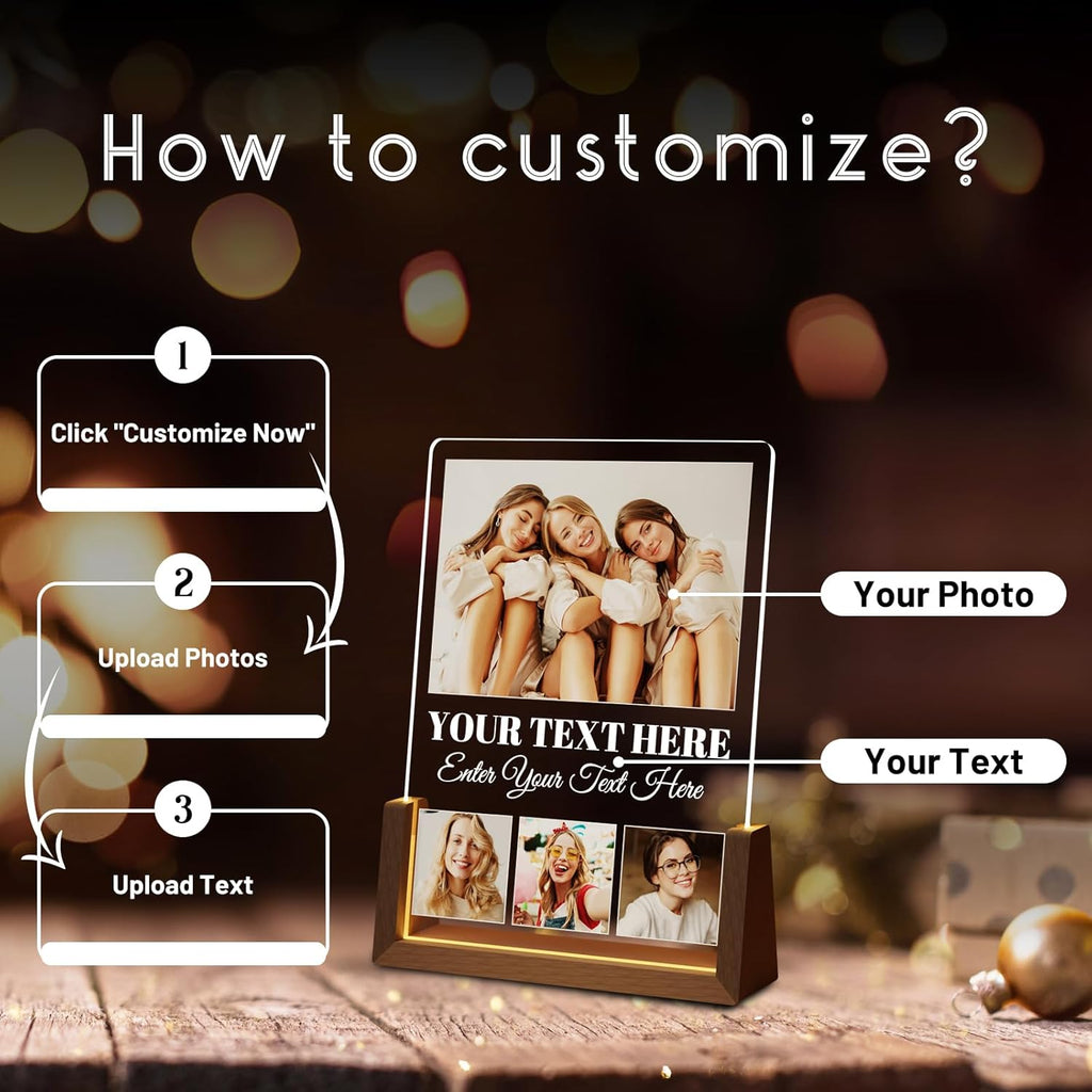 Photo Decorative Plaque Personalized Gifts, Custom Valentines Gifts for Him Her, Customized Picture Frame for Boyfriend Girlfriend Couples Wife Women on Anniversary Birthday