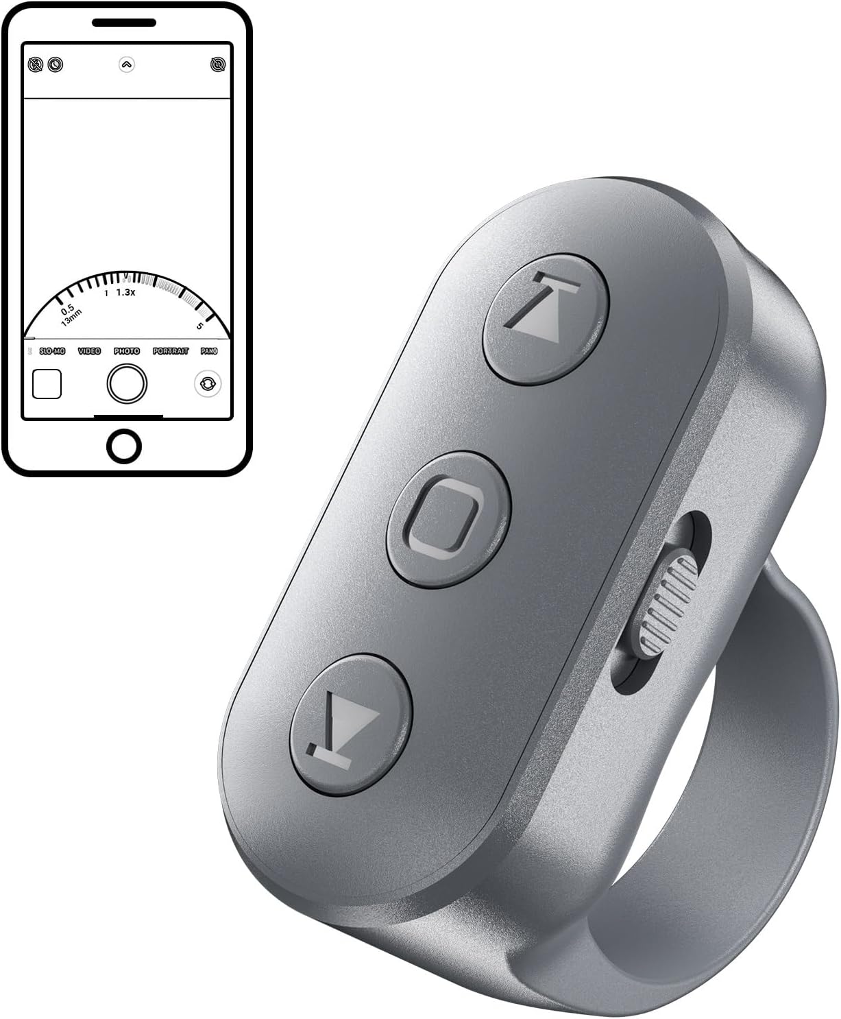 Phone Camera Ring Remote Control with Zoom in/Out, Rechargeable Shutter with Front/Rear Camera Switch for iPhone Android iPad, Hands Free Remote Ring for Photo & Video Recording Content Creator