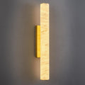 LMQNINE Natural Alabaster Wall Sconces Spanish Marble Wall Light Cylinder Modern Gold LED Sconce for Living Room Bedroom Bathroom Stairs（M-1Pack）