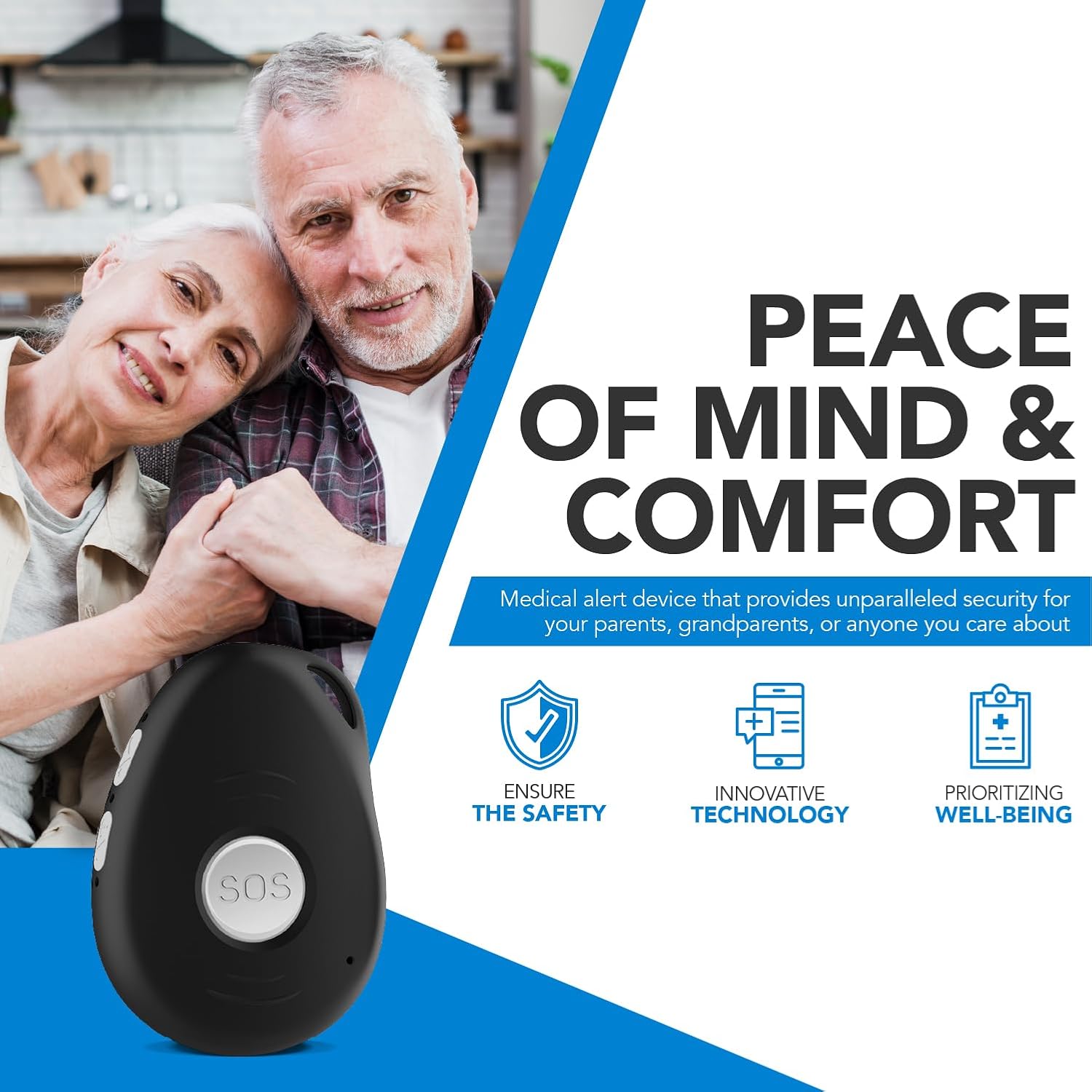 Home and Wellness TearDrop - Medical Alert Device - Wireless Home Security - Waterproof Alert Button - Fall Detection For Seniors - Elderly Assistance Products - Personal Safety Devices - 1 Month Free