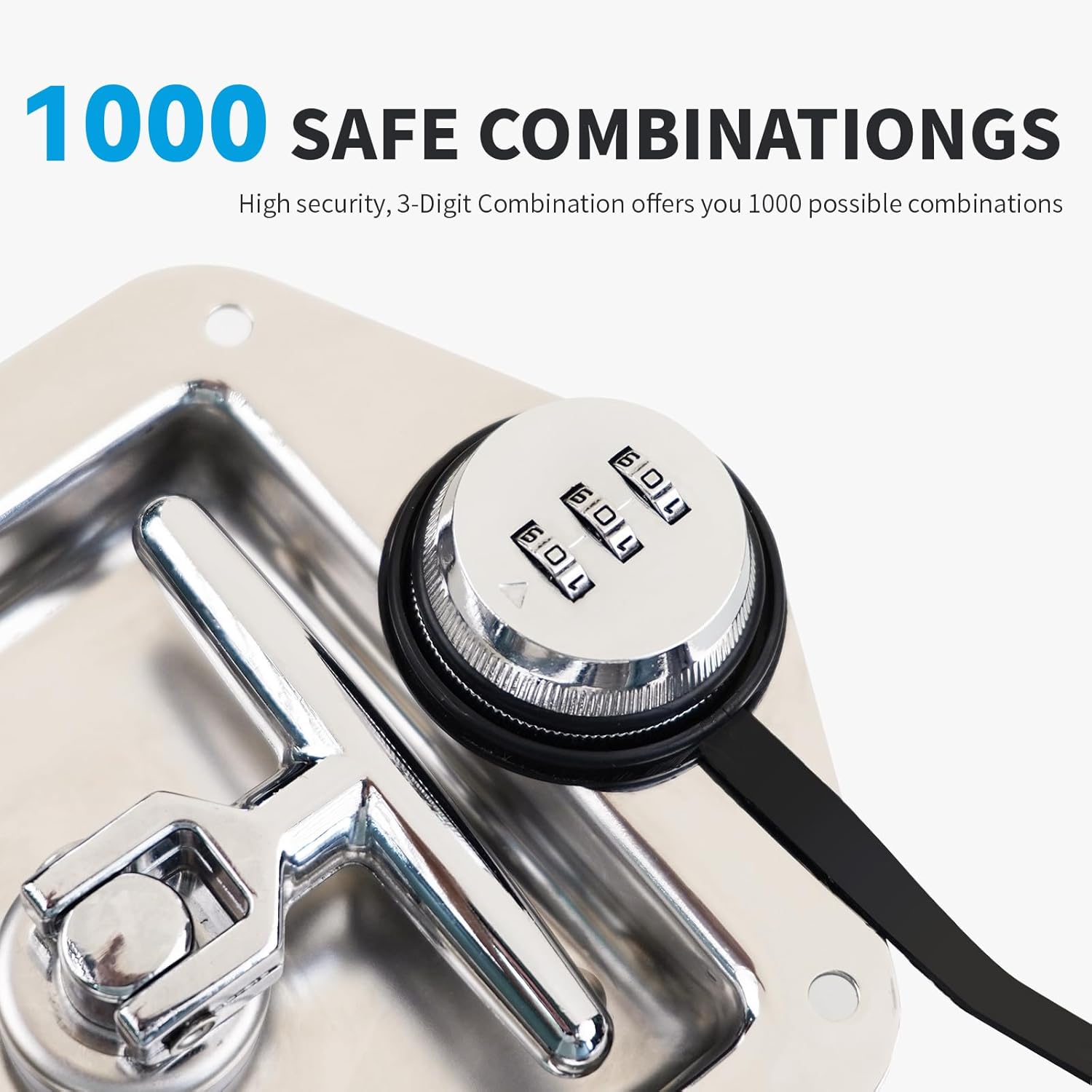 Combination Truck Tool Box Lock Replacement, 3 Digit Combination Lock Keyless Security Folding T-Handle Latch Standard US General for Trailer Toolbox RV Camper Motorhome Patrol Car