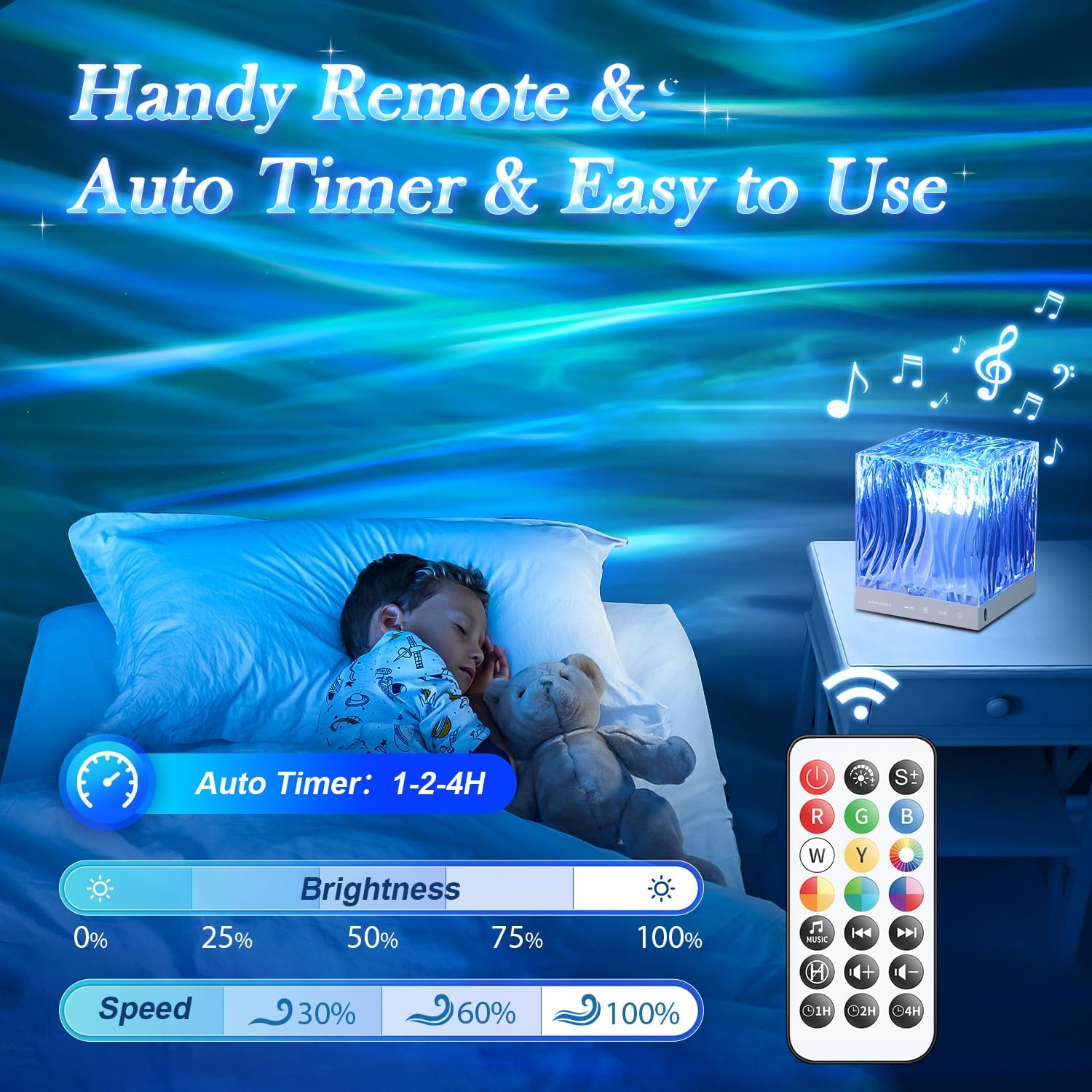 Mubarek Northern Lights for Bedroom,15 White Noise + Bluetooth Galaxy Light Projector,RGB Multi-Color Lamps for Night Stands Home Decor Living Room Night Light for Kids Christmas Gifts for Teen Girls