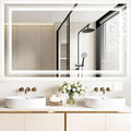 60x36 LED Mirror for Bathroom with Front and Backlit Light Up Digital Mirrors for Wall,Anti Fog,Stepless Dimmable,Tempered Silver Glass Smart Vanity Mirror for Bathroom
