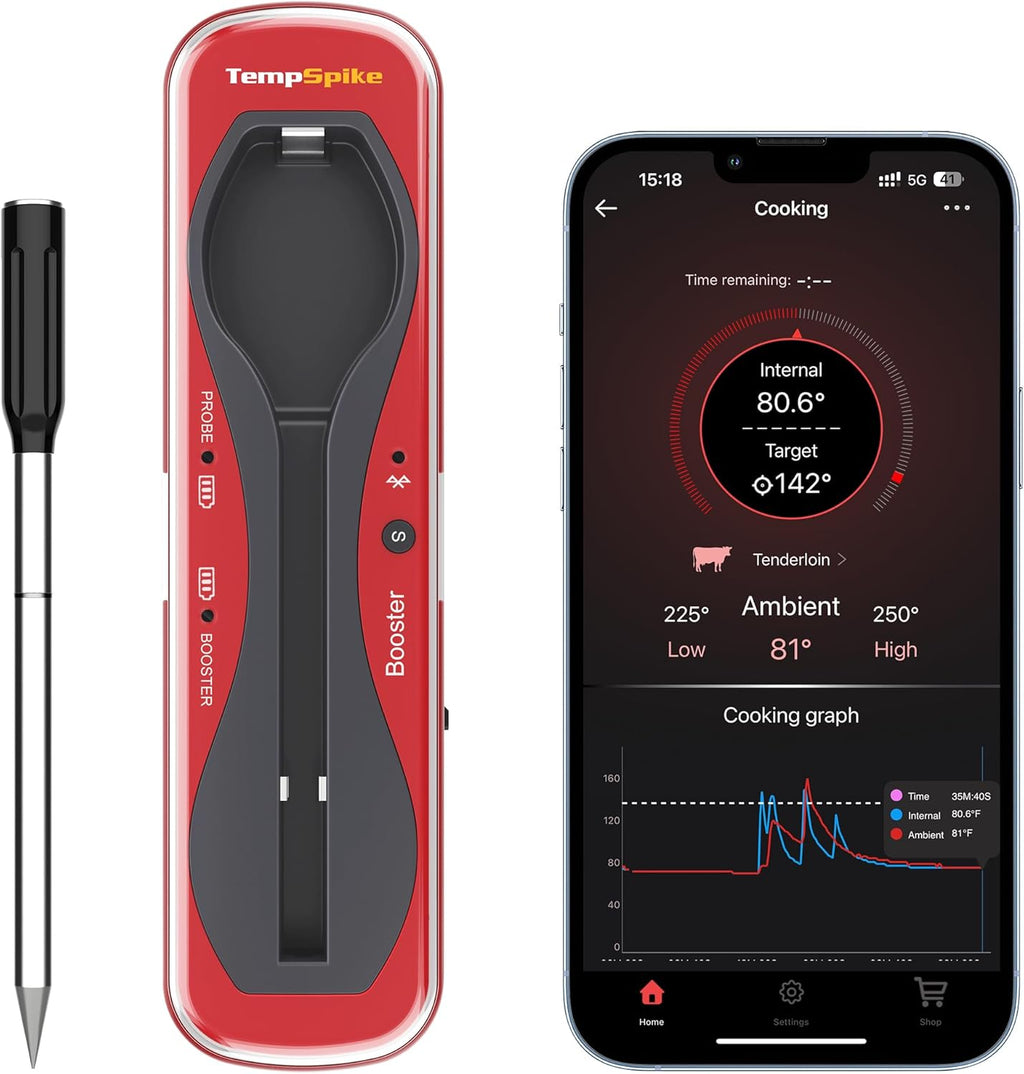 ThermoPro TempSpike Wireless Meat Thermometer for Grilling and Smoking, 500ft Bluetooth Meat Thermometer with Wireless Probe, Ideal for Sous Vide Smoker Rotisserie BBQ Oven Smoker