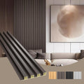 OUZUGIE WPC Acoustic Slat Wall Paneling, 8-Pack 96 x 6 Inches 3D Wall Panels for Interior Wall Decor,Living Room,TV Background,Study Room,Office Spaces,Bedroom,High Grille (Walnut)