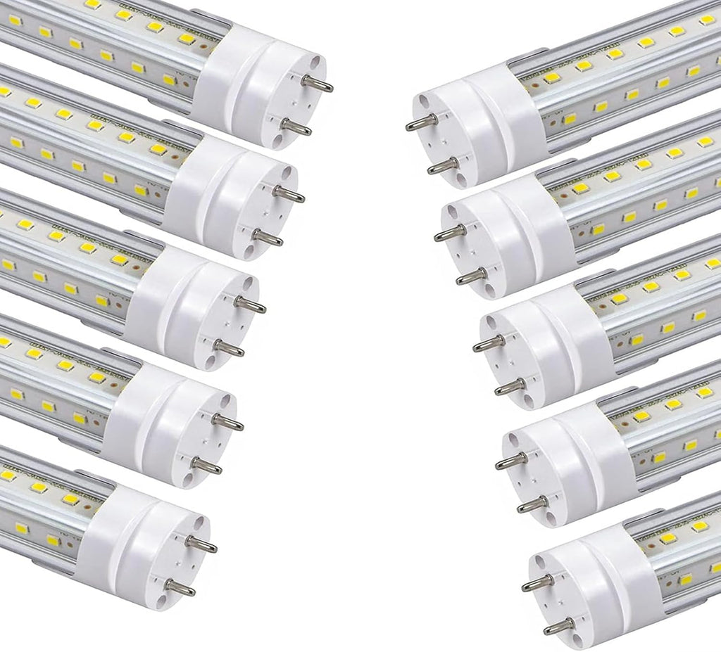 T8 5 Foot LED Tube Lights,45W 4500lm,White 6500K,G13 Bi-Pin Base,60 inches End to End,T12 Fluorescent Tubes Replacement,Ballast Bypass,Dual-Ended Power,Office,Shop,Pack of 10