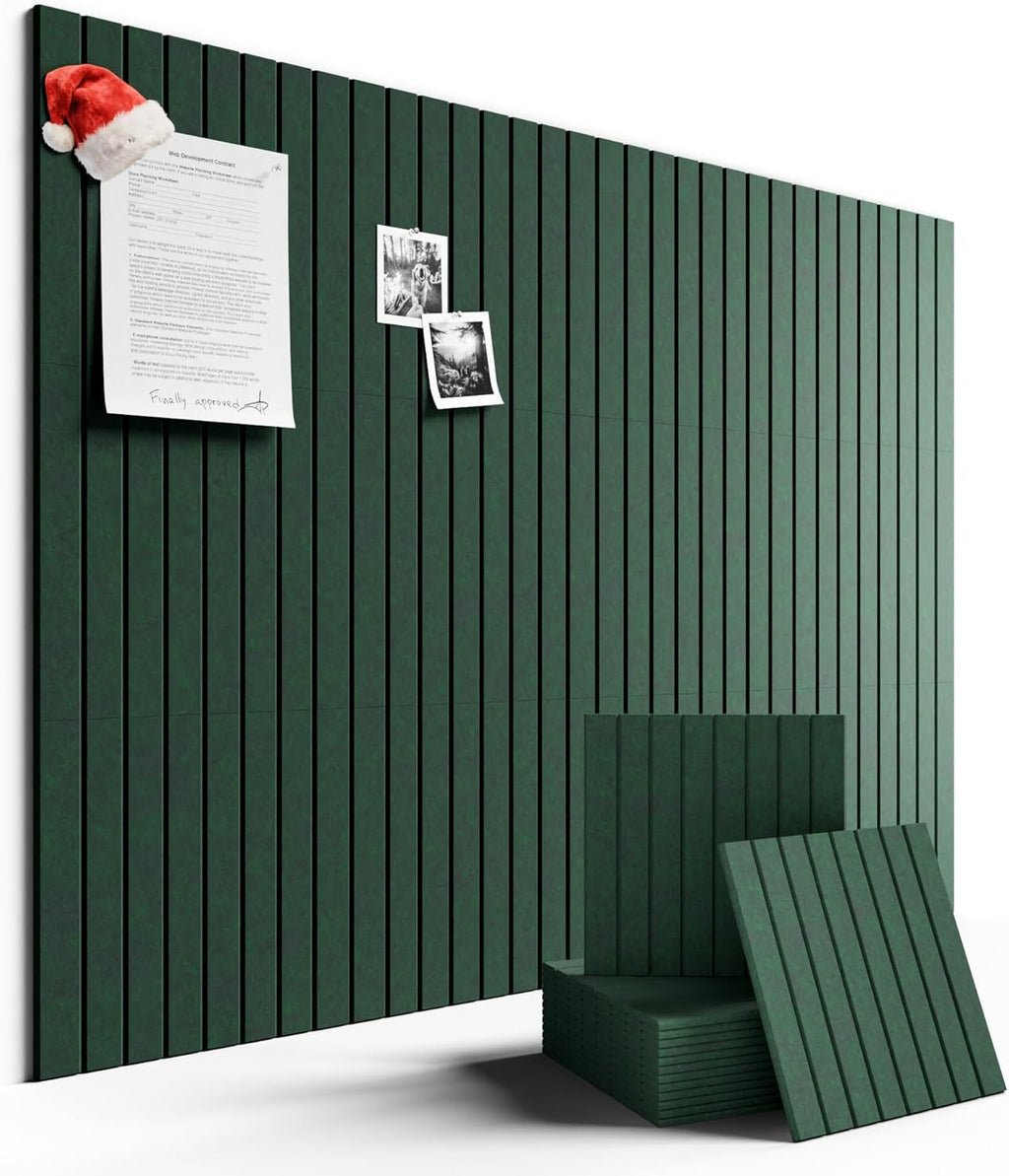 Large Felt Bulletin Board 48" x 36" Cork Board Alternative-12 Pack with 70 Safe Removable Adhesive Tabs, Cork Boards for Walls Cork Board for Home Office Classroom Pin Board- Pine Green