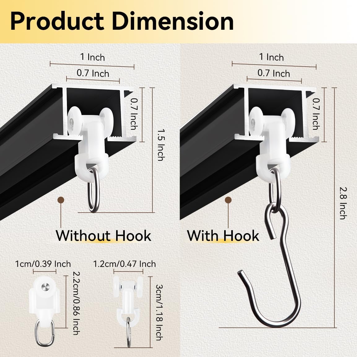Curtain Track, Ceiling Curtain Track for Room Divider, Ceiling Mount Rail Set with Roller Hooks, Black, 9ft - 12ft