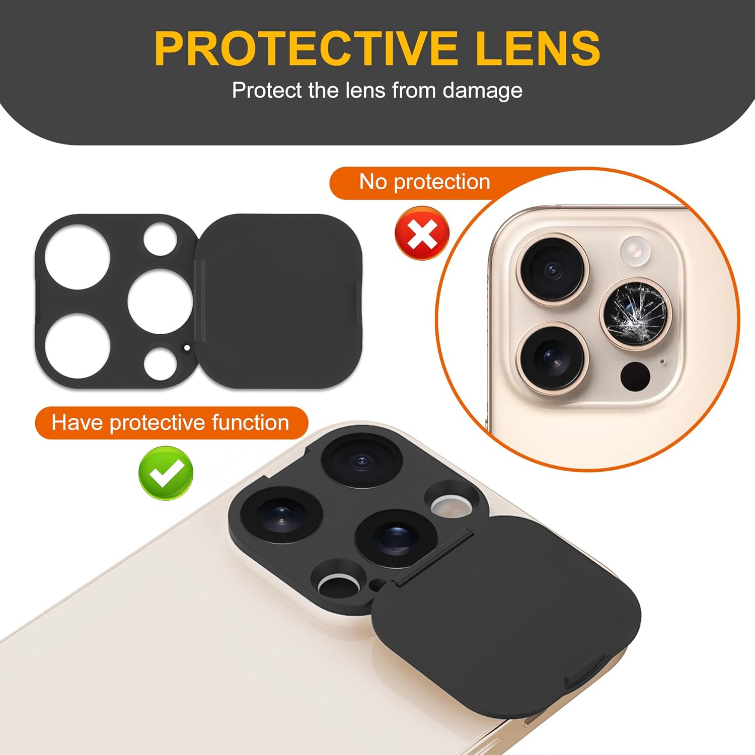3 Pack Privacy Cover Compatible for iPhone 15 Pro/iPhone 15 Pro Max with 2 Front Camera Privacy Cover, Anti-Spy Camera Cover, Easy-Adhesive Design, Safeguard on iPhone 15 Pro/15 Pro Max. Black