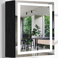 20 x 28 Inch Black Wood Led Medicine Cabinet Mirror with Lights Storage Wooden Cabinets Smart Memory 3 Color Dimmable AntiFog 28" Bathroom Lighted Medicine Cabinet with Mirror and LED Light