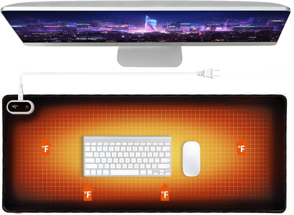 Heated Desk Pad, Heated Mouse Pad- 31.5 x 13 inch, Heated Desk Mat, Desk Warmer with 5 Heat Levels & Auto Shut-Off - Ideal for Office and Home (Black)