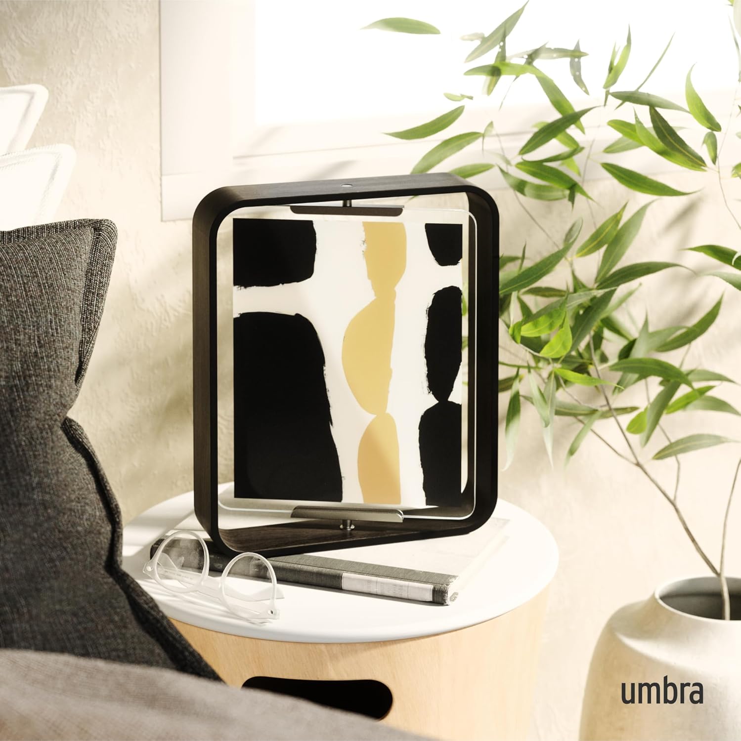 Umbra Bellwood 8x10 Desk Picture Frame with Bent Wood Trim and Two-Sided Rotating Display, Walnut