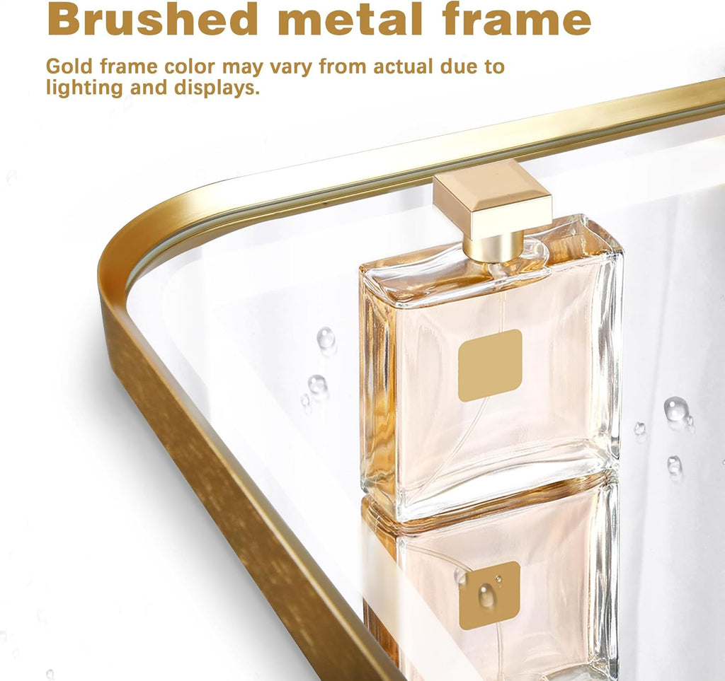 Niccy LED Bathroom Mirror with Lights, 36"x24" Vanity Mirror for Wall Makeup Mirror with Front and Backlit Anti-Fog 3 Colors and Dimmable Light Smart Rectangle Mirror for Bathroom, Gold