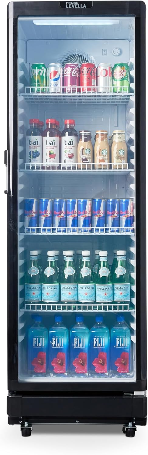 PremiumLevella Glass Door Display Refrigerator 10.0 cu ft Commercial Beverage Cooler Merchandiser