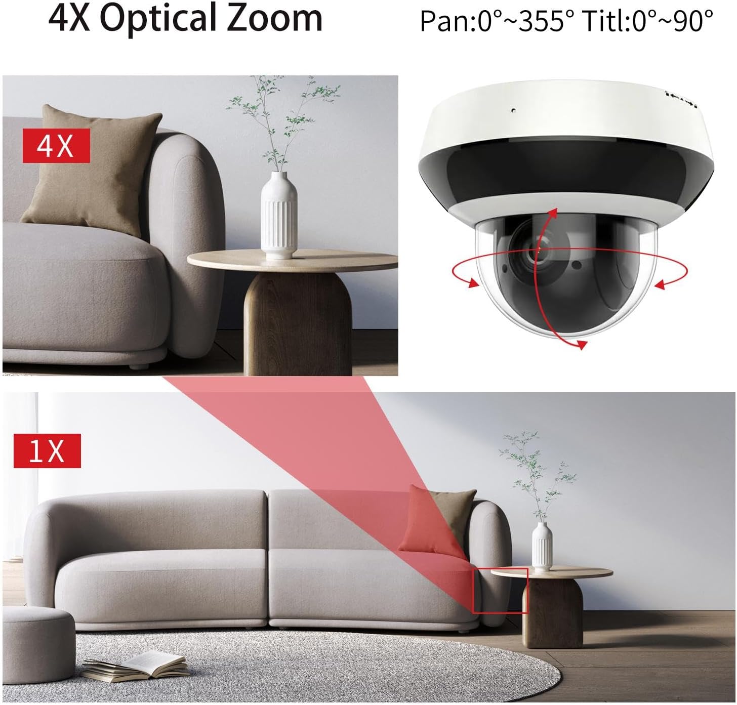 DS-2DE2A404IW-DE3 4MP PTZ IP Camera Outdoor/Indoor, 4X Optical Zoom, Low-Light Performance, IK10, IP66, 2.8-12MM Lens International English Version