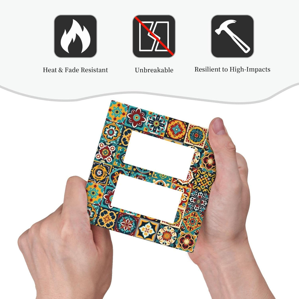 Decorative Outlet Covers Mexican Talavera Colorful Mosaic Tiles 2 Gang Double Gfci Rocker Electrical Wall Panels Light Switch Cover Plate For Bathroom Kitchen Decor