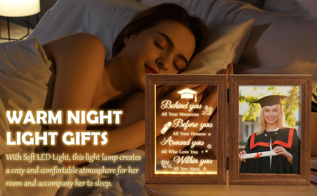 Graduation Picture Frame with Light - Cool College & High School Grad Gifts for Her & Him - Master Degree Congratulations Gifts for Graduates, Women & Daughter