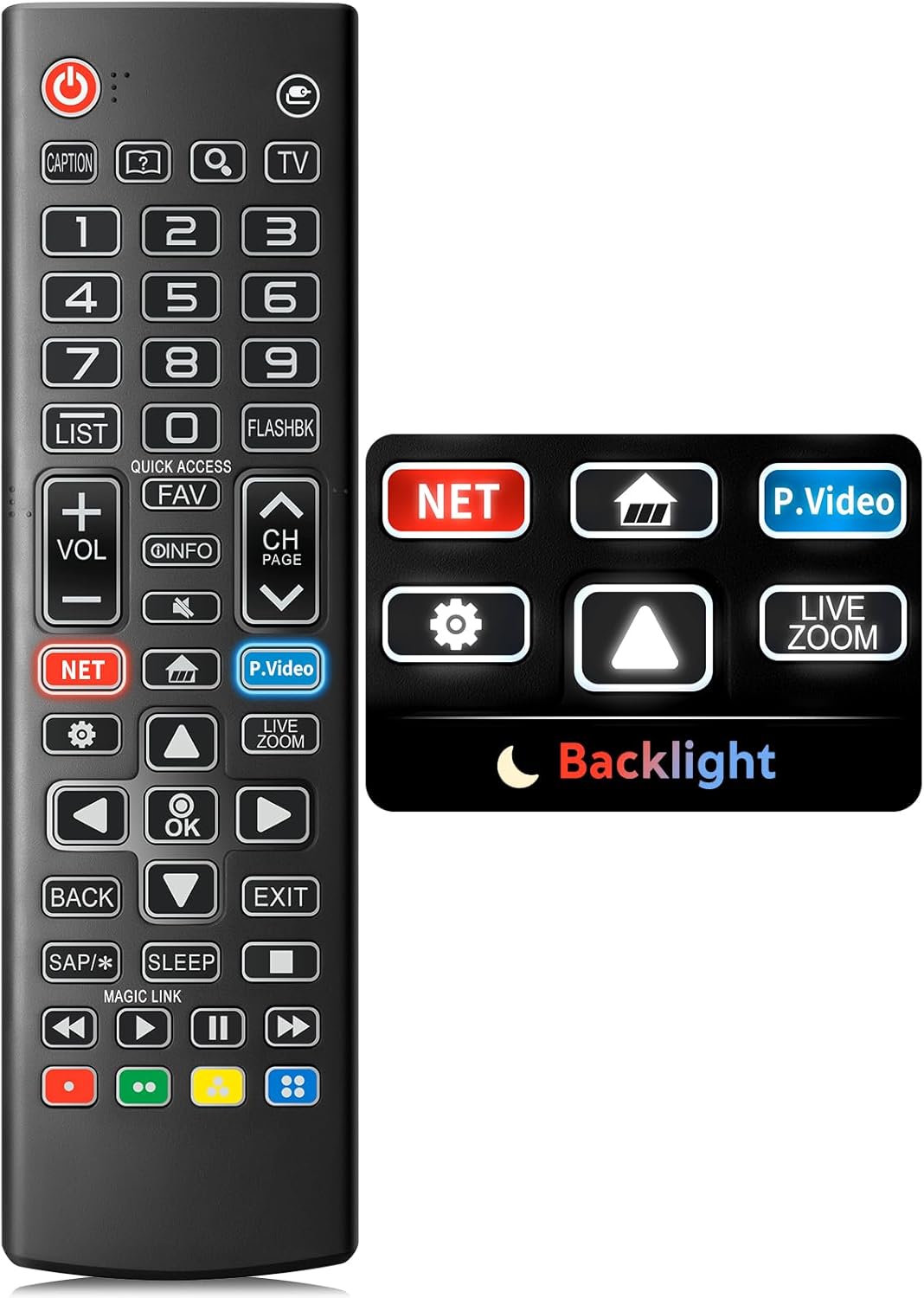 Backlit Remote for LG Smart TV, Universal Replacement for All LG TV Remote Control for Easy Nighttime Use.1-Year Warranty.