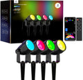 APPECK Spot Lights Outdoor, RGBW Low Voltage Landscape Lighting, Color Changing Uplighting Spotlights with App, IP65 Waterproof LED Outdoor Lights for Garden Yard Outside Decoration, 4 Pack