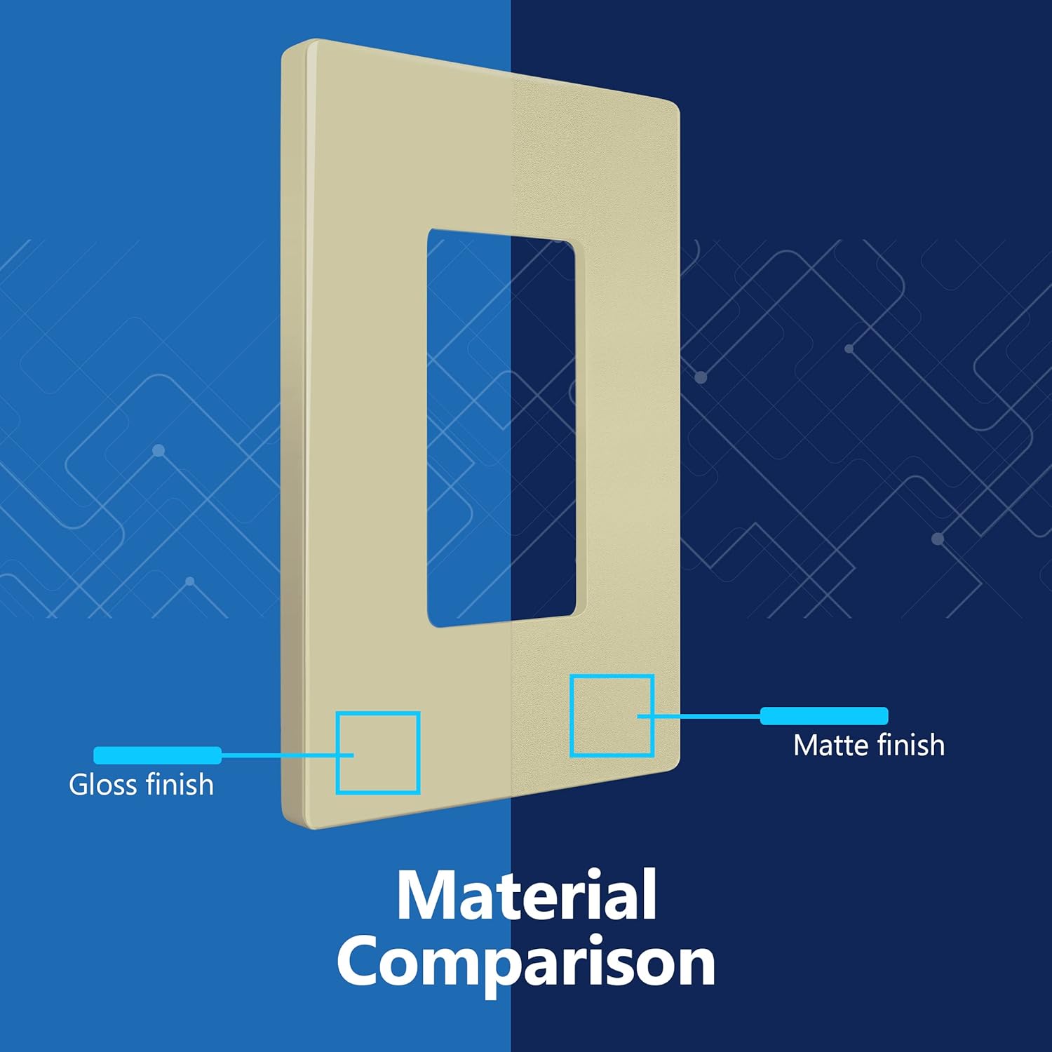 LIDER Matte Finish Decorator Switch Cover, Screwless Wall Plate, Mid-Size 1-Gang 4.88" x 3.11", Unbreakable Polycarbonate Thermoplastic, UL Listed, LSWP-31M-I10P, Ivory, 10 pack