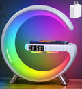 Smart LED Table Lamp, 5-in-1 Night Light Fast Wireless Charging Station, 256 Lights Mode Dimmable Bedside Lamp, Bluetooth Speaker & App Control for Bedroom, Home Decor, Alarm Clock for Festival Gifts
