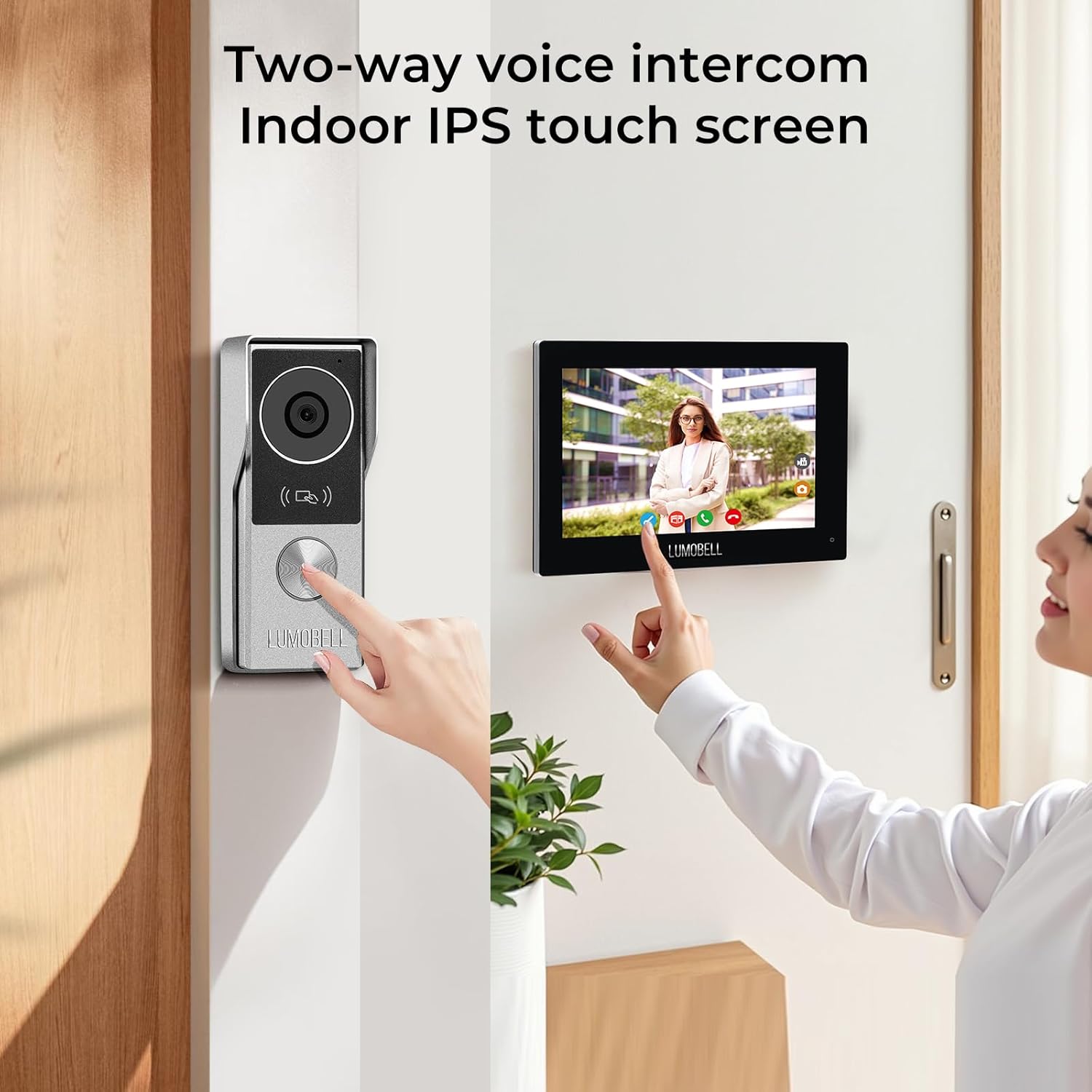 2-Wired video intercom system,Video Doorbell Camera with Monitor, 1080P 7-inch Touch Screen, video door phone,Night Vision, 130° Wide Angle, Tuya App Remote Unlock, Waterproof, No Monthly Fees