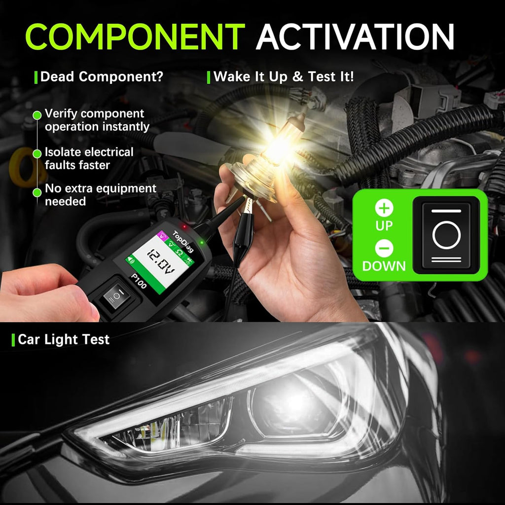 Circuit Tester Automotive, Power Circuit Probe Tester, Test Light Automotive with 40FT Cable, Car Fuse Tester, AC DC 12V 24V Car Diagnostic Tool, P100
