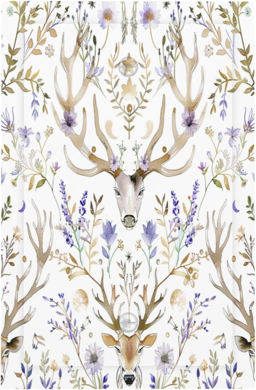 Light Switch Cover Plate Gothic Retro Floral Damask Elk Wild Flower 1 Gang No Device Blank Electrical Wall Plates Faceplate Decorative Switch Plate For Bed Room Living Room Decor