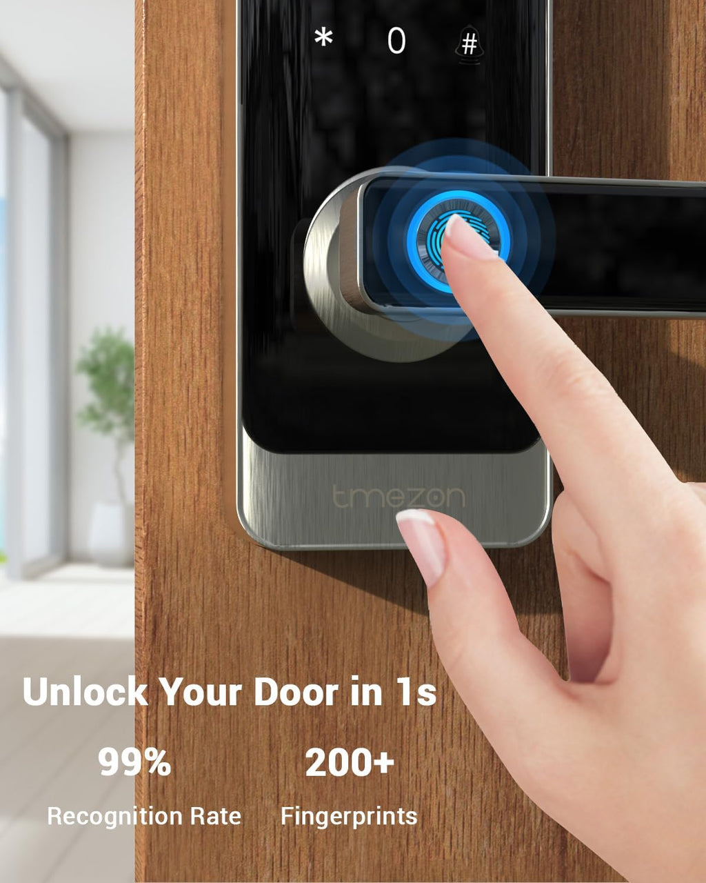 TMEZON Smart Door Lock, Fingerprint Smart Lock for Front Door, Keyless Entry Door Lock, Keypad Door Lock with with Handle, IP66 Weatherproof Electronic Door Lock Home Security
