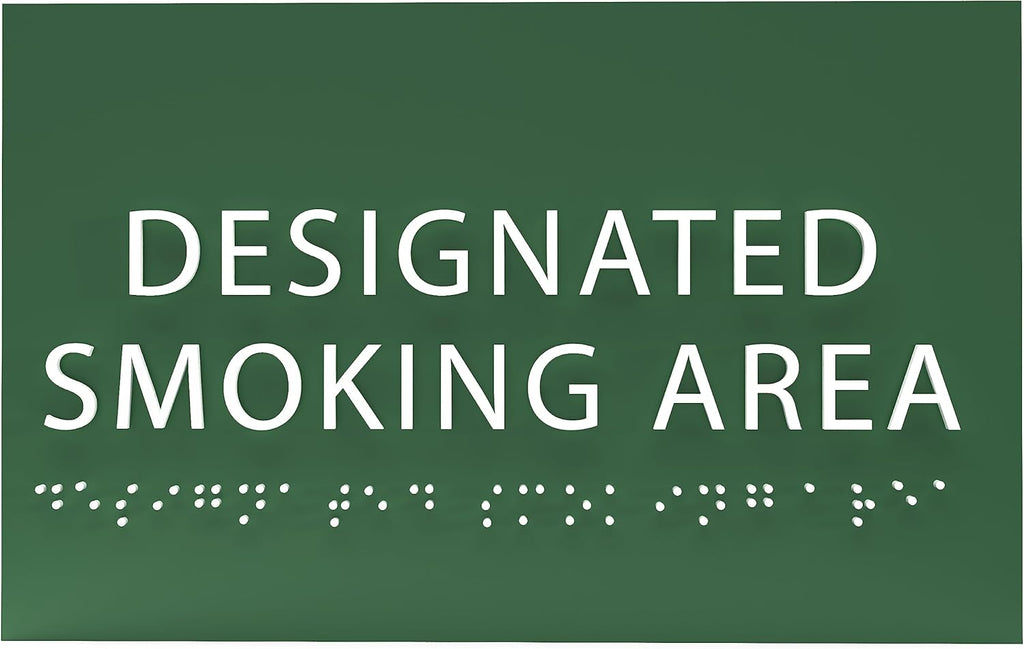 6" X4" Designated Smoking Area Sign - ADA Compliant Tactile Graphics Grade 2 Braille Text | Smoking Permitted Wall Signs for Offices, Private Businesses, Schools, and Restaurants