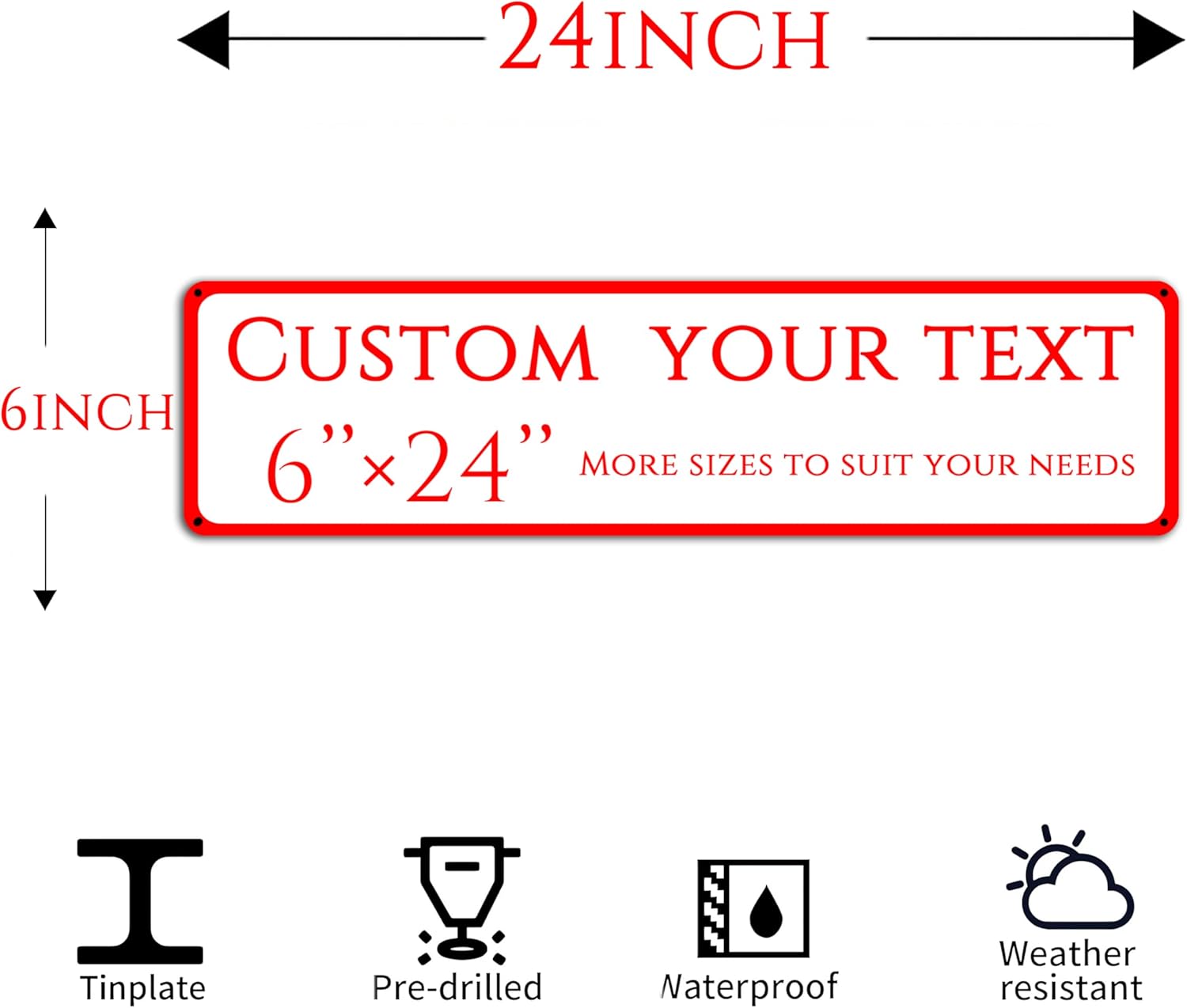 Custom Sign, custom street sign，Aluminum Weatherproof Metal Sign Multiple Sizes, Double-sided.Customize for Office, Business, Workplace, office, Home, Delivery Signs(6 * 24 Inch)